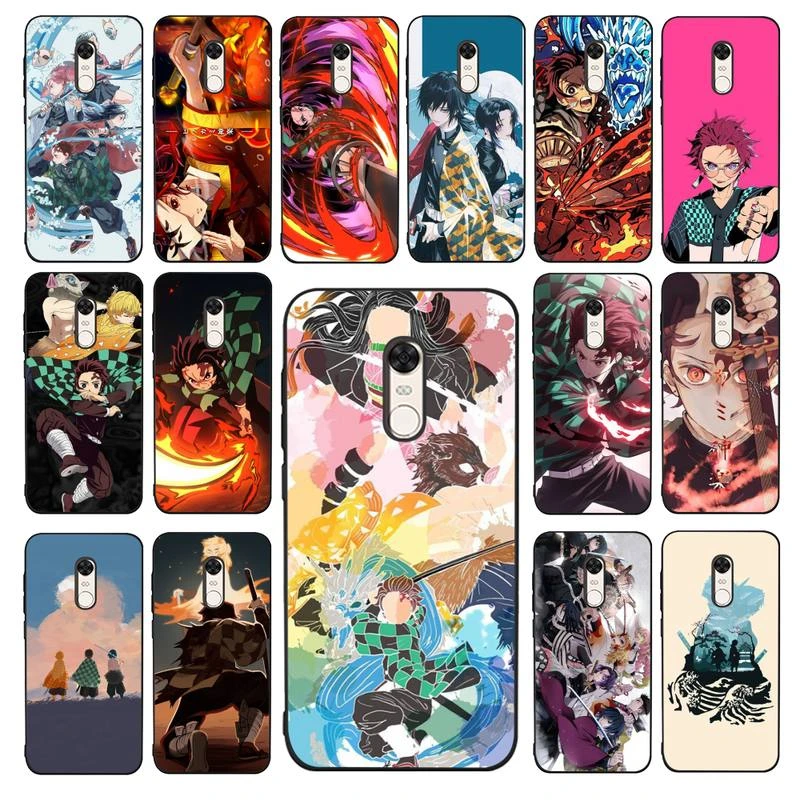 YNDFCNB Anime Demon Slayer Kimetsu no Yaiba Phone Case for RedMi 4X 5 plus 5 6 7 8 9 A 6pro Go K20 cover