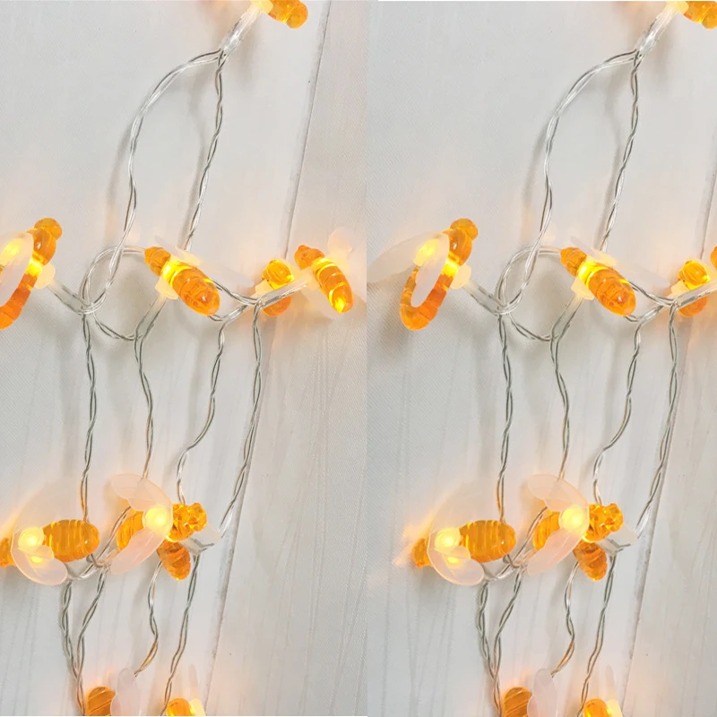 

IP65 Waterproof Honey Bee Shape Led String Light Warm Light Garland Decoration Yard Lawn Tree Hanging Lights 6M 3M Battery Power