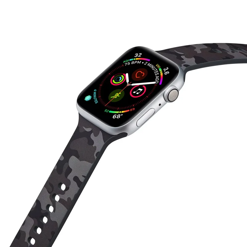 Спортивный мягкий силиконовый ремешок для Apple Watch 38 мм 42 мм 40 мм 44 мм браслет для iWatch серии 5 4 3 2 1 рисунок Фламинго ремешок - Цвет ремешка: 019