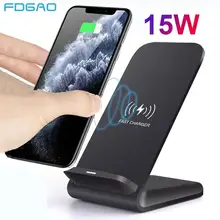 Soporte de carga inalámbrica Qi para iPhone, estación de carga rápida de 15W, 12, Mini, 11 Pro, XS, MAX, XR, X, 8, Samsung S20, S10