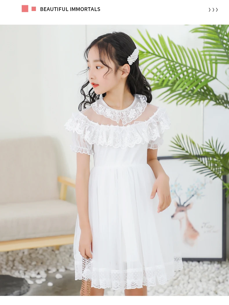 Princess Dress New Arrival Dresses For Girls Lace Gauze Tutu Birthday Party Dress Gift White Flower Girl Costume
