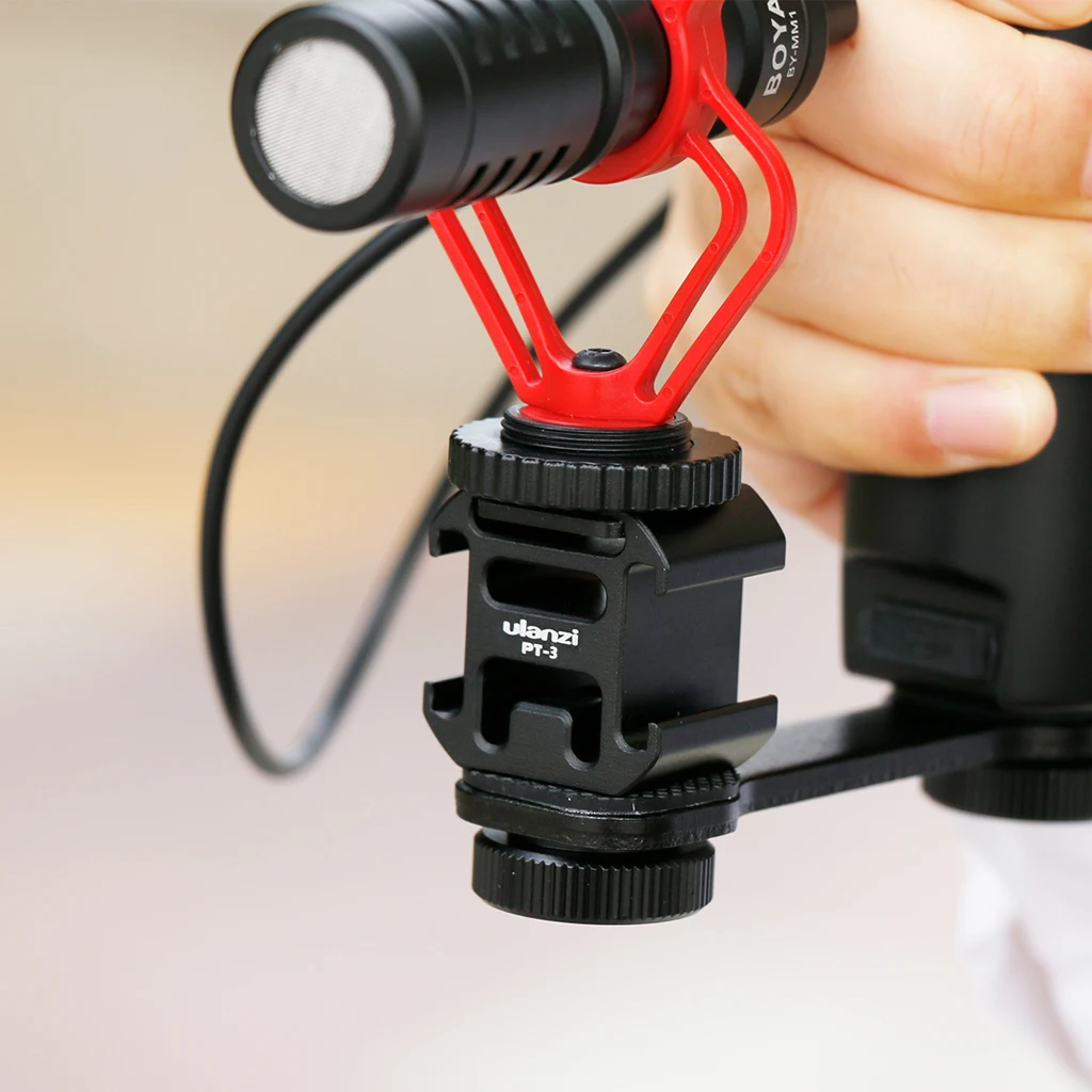 Ulanzi 3in1 Triple Hot Shoe Mount Adapter Converter Microphone Stand Bracket