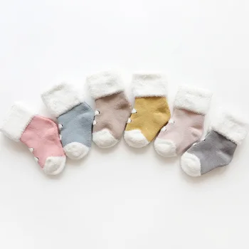 

Newborn Baby Socks Solid Soft Infant Toddler Baby Boys Girls Cartoon Animals Anti-Slip Knitted Warm Socks 1-3Y 1Pair