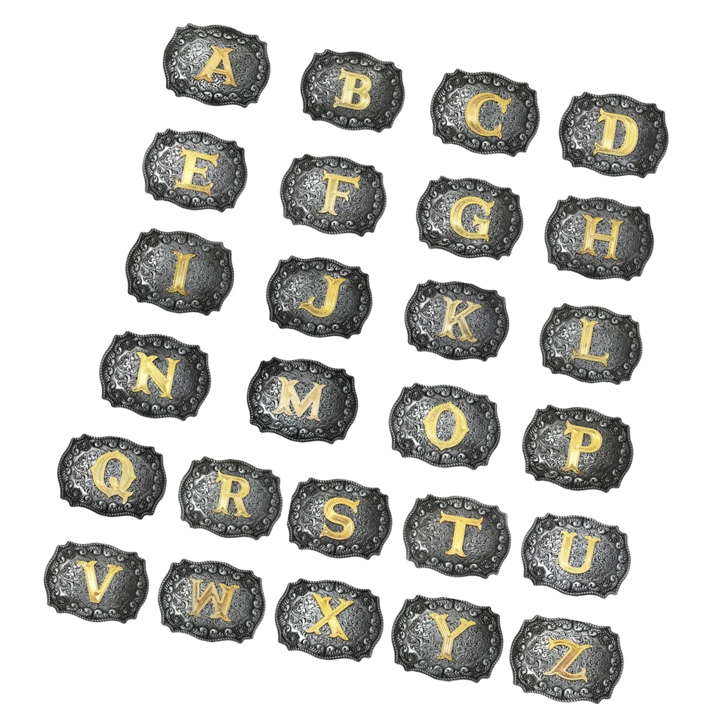 Luxurious Man Belt Buckle Novelty Women Cool Golden Initial Letters ABCDWXY-Z Mens Cowboy Waist Belt Buckle Indian Metal Buckle