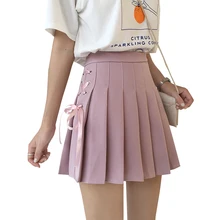 Новая летняя Готическая Женская юбка с высокой талией бандажная юбка с бантом для косплея плиссированные юбки Harajuku Kawaii танцевальные юбки женская школьная юбка