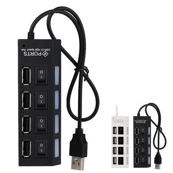 

Ouhaobin 4 Port USB 2.0 Hub On/Off Switches Charge Wall Charger Power Adapter for PC Laptop for phone