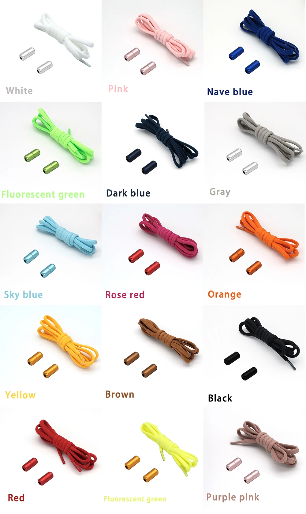 New Elastic Shoe Laces Round No Tie Shoelaces for Kids and Adult Shoelace for Sneakers Quick Lazy Laces Colorful Capsule Buckle