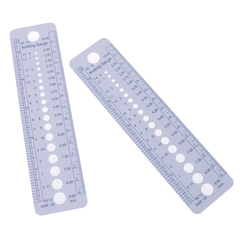 2pcs Plastic Knitting Ruler Needle Gauge Inch Sewing Measure Tools US UK Sizes Design | Дом и сад