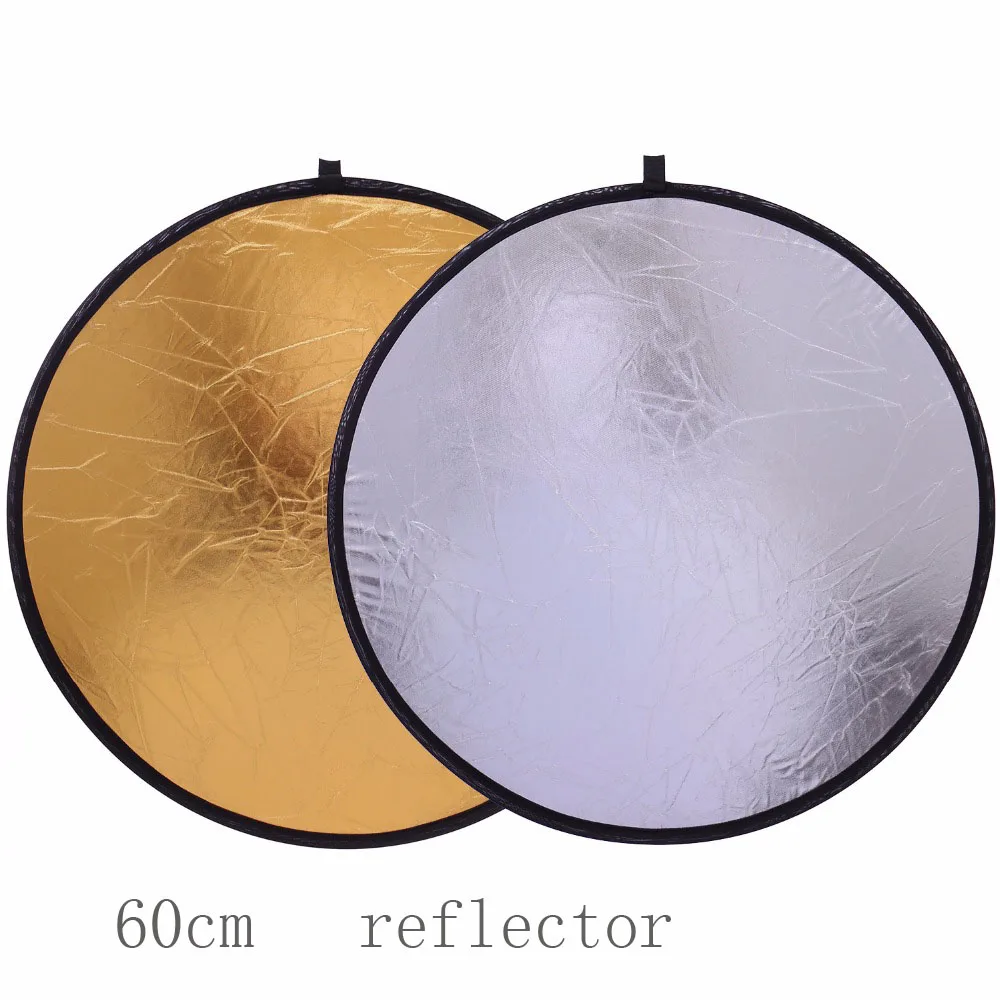 

24"/60cm Factory direct sale Handhold Multi Collapsible Portable Disc Light Reflector for Photography 2in1 Gold and Silver