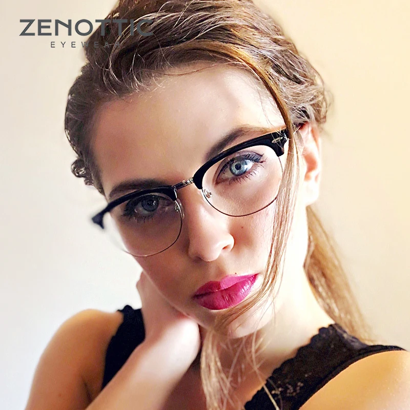 ZENOTTIC полуободковая пластиковая оправа для очков оптические очки унисекс ретро