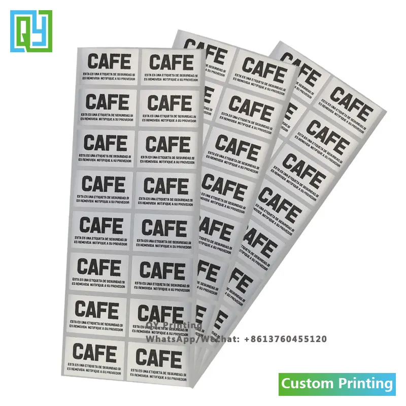 1000pcs 25x40mm 무료 배송 사용자 정의 로고 인쇄 실버 애완 동물 보안 인감 Void 레이블 봉투 씰링 테이프 보안 스티커