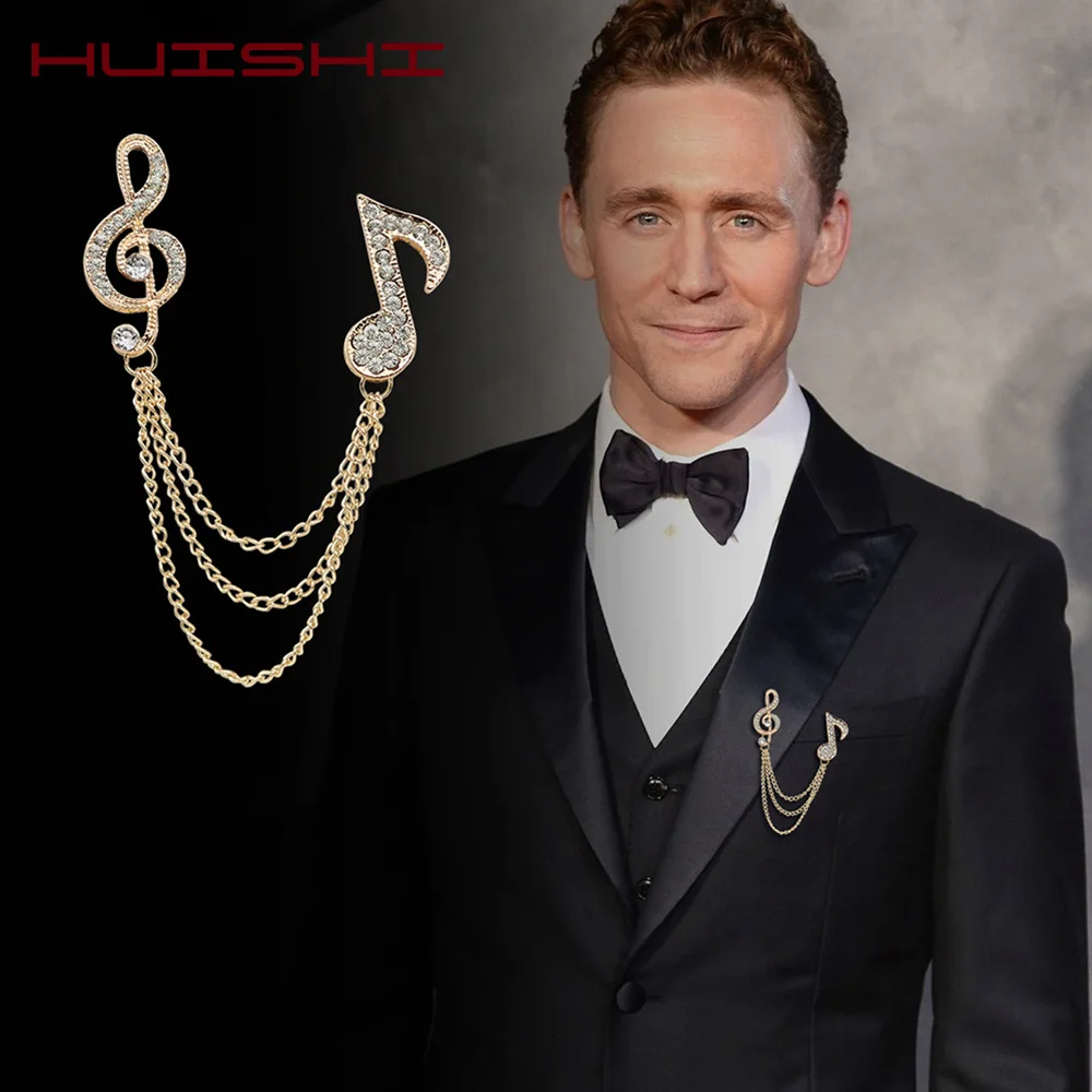 

British Style Brooch Men's Lapel Note Shape Tuxedo Pin Popular Decoration Vintage Pin For Men Wedding Accessories Brooch Formal