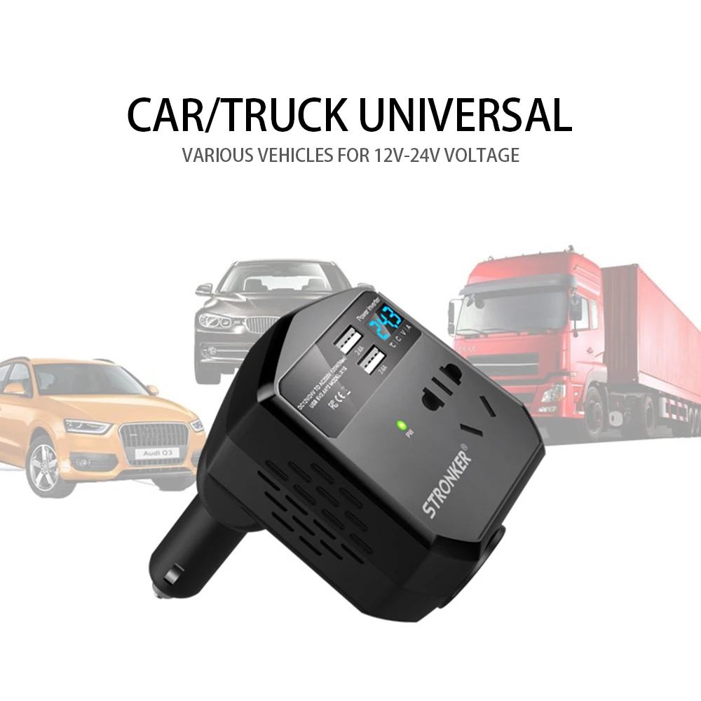 Автомобильный инвертор высокой мощности DC 12 V/24 V к AC 220 V/USB 5V 2.4A* 2 преобразователь питания USB зарядное устройство Трансформатор розетка
