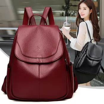 

Solid High Quality Fashion Backpack Casual Large Capacity Girl Bags for Women 2020 New In