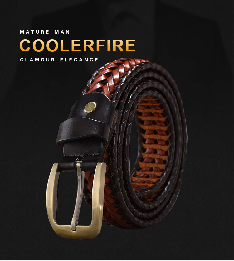 mens dress belts Men Genuine Leather Braided Belts Webbing High Quality Hand Vintage Belts for Men Gold Pin Buckle Casual for Jeans Strap HQ212 formal belt for men