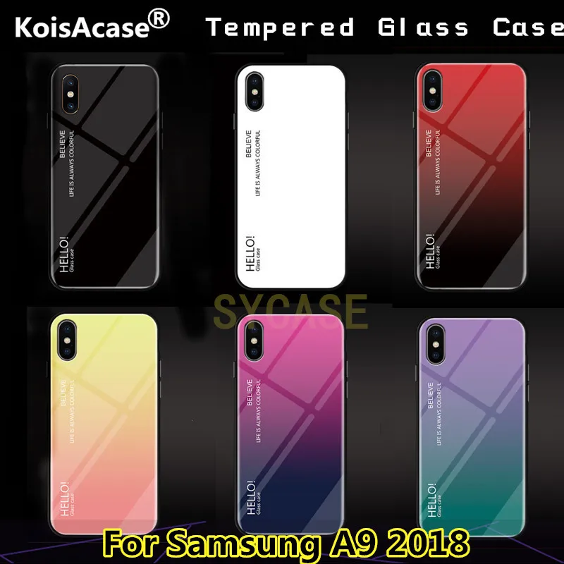 Чехол для телефона koisacase с градиентной надписью и закаленным стеклом Samsung A9 2018
