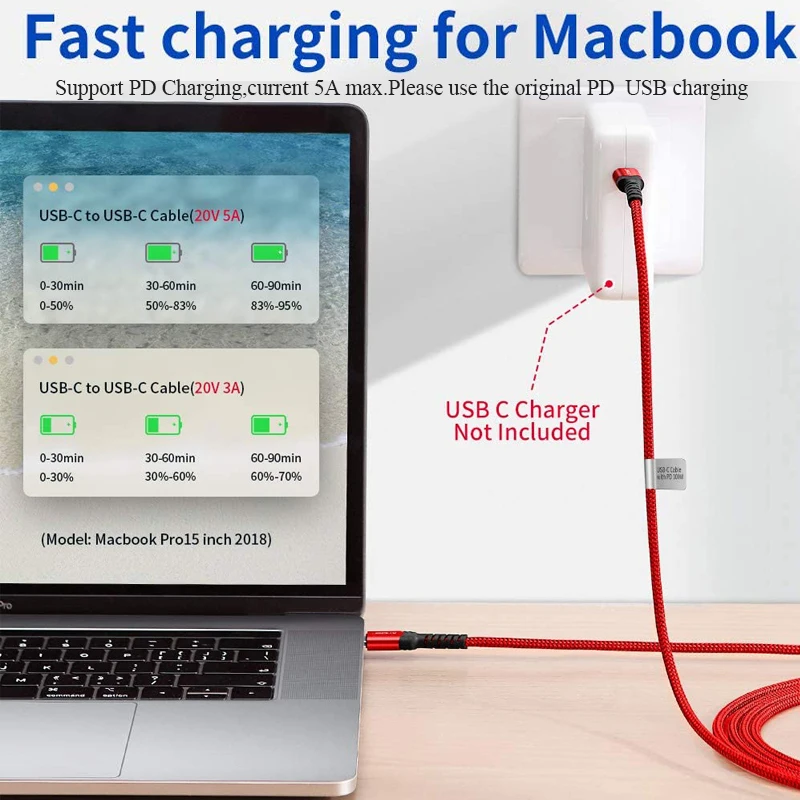 Кабель Jsaux 100 Вт Type C на 5A быстрая зарядка 3 0 кабель USB для MacBook Pro iPad 2019 Samsung S20 Xiaomi mi 10