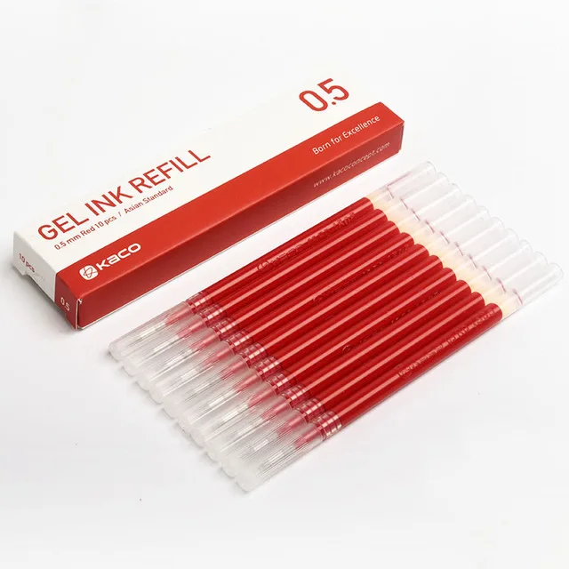 10pcs red inks Новые xiaomi Kaco макароны, конфеты цвета 5 шт красочные ручки 0,5 мм черные чернила Гладкие письма прочные mi подписи ручки - Цвет: 10pcs red inks