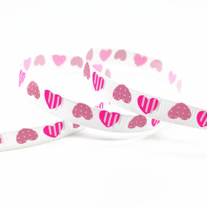 Ribbon Decoration Ribbon Supplies Grosgrain Ribbon Wrapping Ribbon Printed Heart Grosgrain Ribbons 5 Yards 10mm For Gift Wrapping Wedding Decoration Hair Bows DIY