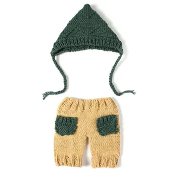 

Newborn Baby Photography Props Crochet Wool Outfits Pants Hat Set for Boys Girls Photography Costume Photo Accessories