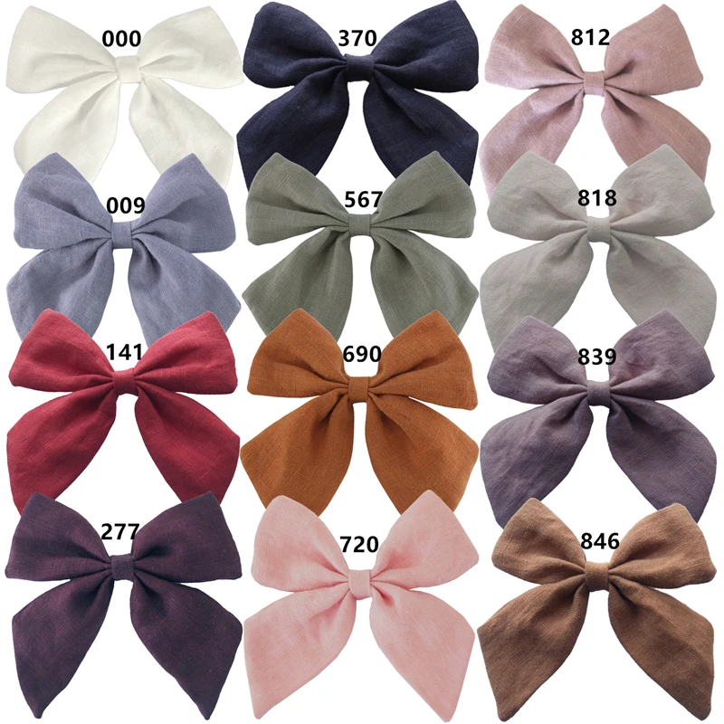 Cotton Linen Fabric Hair Bows Boutique Hair Clips Sailor Bow Barrettes Hairgrips Baby Girls Women Hair Accessories Headwear head accessories female Hair Accessories