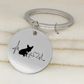 

Heartbeat Bulldog Dachshund Bull Terrier KeyChain Jewelry Cute Puppy Dog Key Ring
