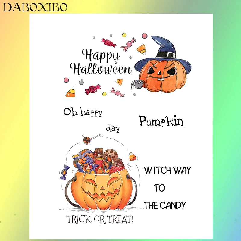 DABOXIBO Halloween Candy Clear Stamps For DIY Scrapbooking/Card Making/Photo Album Silicone Decorative Crafts 11x15 | Дом и сад
