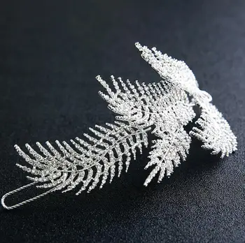 

Rhinestone Bride Crown Headpiece Feather Gold Color Headband Wedding Hair Accessories Bridal Jewelry Wedding Dress Accessories