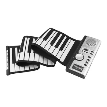 

61 Keys 128 Tones Roll Up Electronic Piano Keyboard Portable Digital Keyboard Piano Flexible Rechargeable Musical Instrument