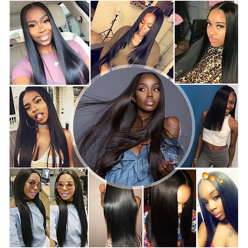 Humano em Linha Frontal do Laço do Cabelo com Pacotes Malaika Tecer Pacotes Encerramento Frontal Humano-cabelo 30 32 34 36 Cabelo Reta 13x4 Fechamento 10 Cheap Pacotes com 34 com fecho