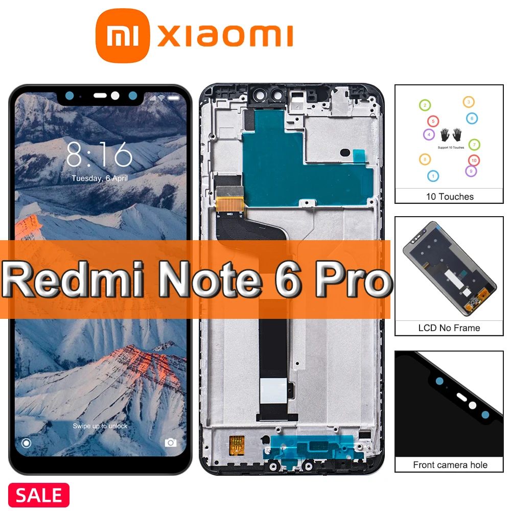 ЖК-экран Amoled для Redmi Note 6 Pro сменный сенсорный экран Xiaomi дигитайзер с рамкой в сборе