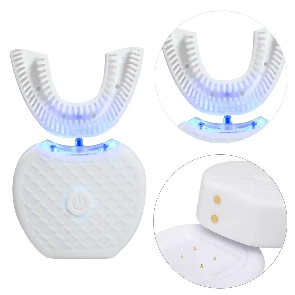 U Shape Electric Toothbrush 360 Degrees Intelligent Automatic Electric Toothbrush 3 Modes USB Tooth Whitening Blue Light U Shape Electric Toothbrush 360 Degrees Intelligent Automatic Electric Toothbrush 3 Modes USB Tooth Whitening Blue Light