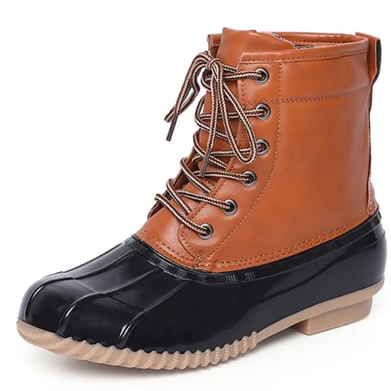 

Ankle boots women Waterproof Lace up PU Leather Rubber Platform boots for female Antiskid Wear-resistant Soft women boot Fashion