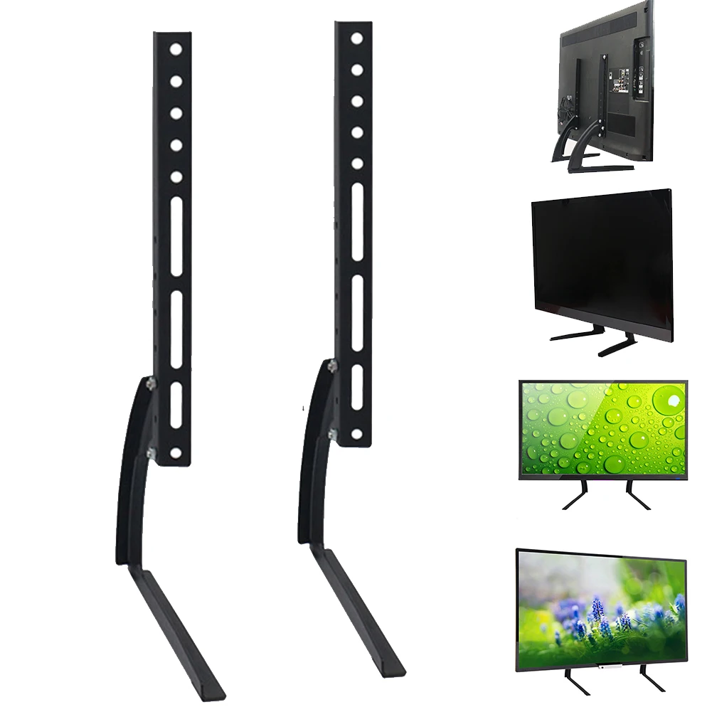 

With Screws Multi Hole Universal Mount Stable Durable Easy Install Home TV Stand Base Adjustable Triangle Table Top Steel Black