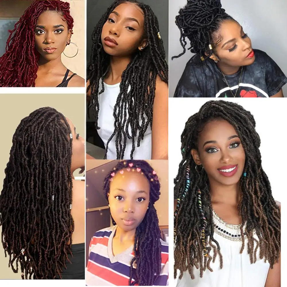 

14 18 24 Inch Synthetic Bobbi BossNu Faux Locs Crochet Hair Extenssion For Black Women 20 Strands Ombre Goddess Faux Locs Braids