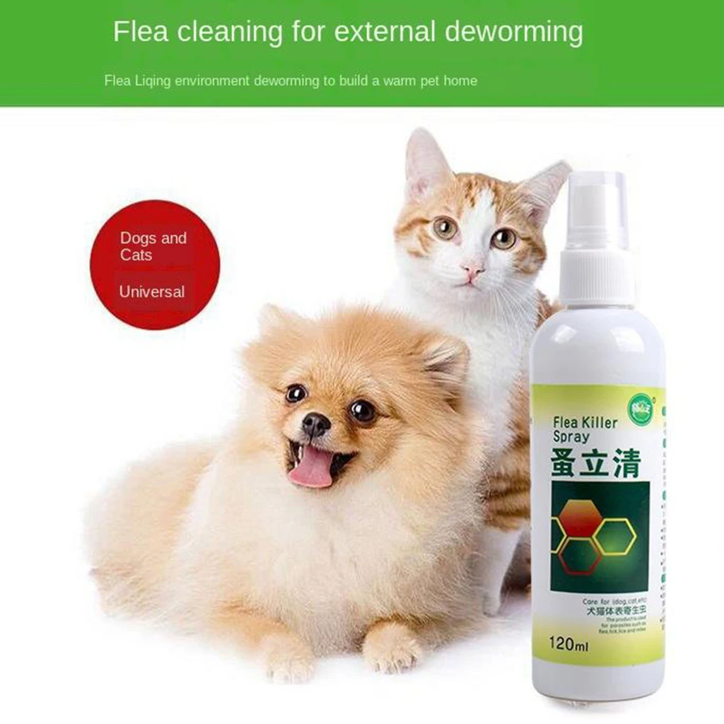 120ml Pet Insect Killer Spray Pets Dog Cat Anti-flea Drops Flea Lice Insect Killer Liquid Spray Puppy Treatment Liquid Spray
