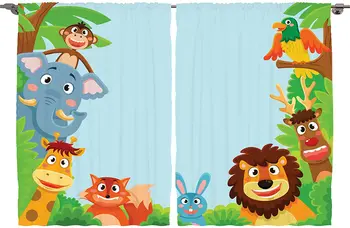 

Home Curtain Forest Cartoon Animals Bedroom Kitchen Curtains Living Room Decoration Items Window Curtains for Living Room