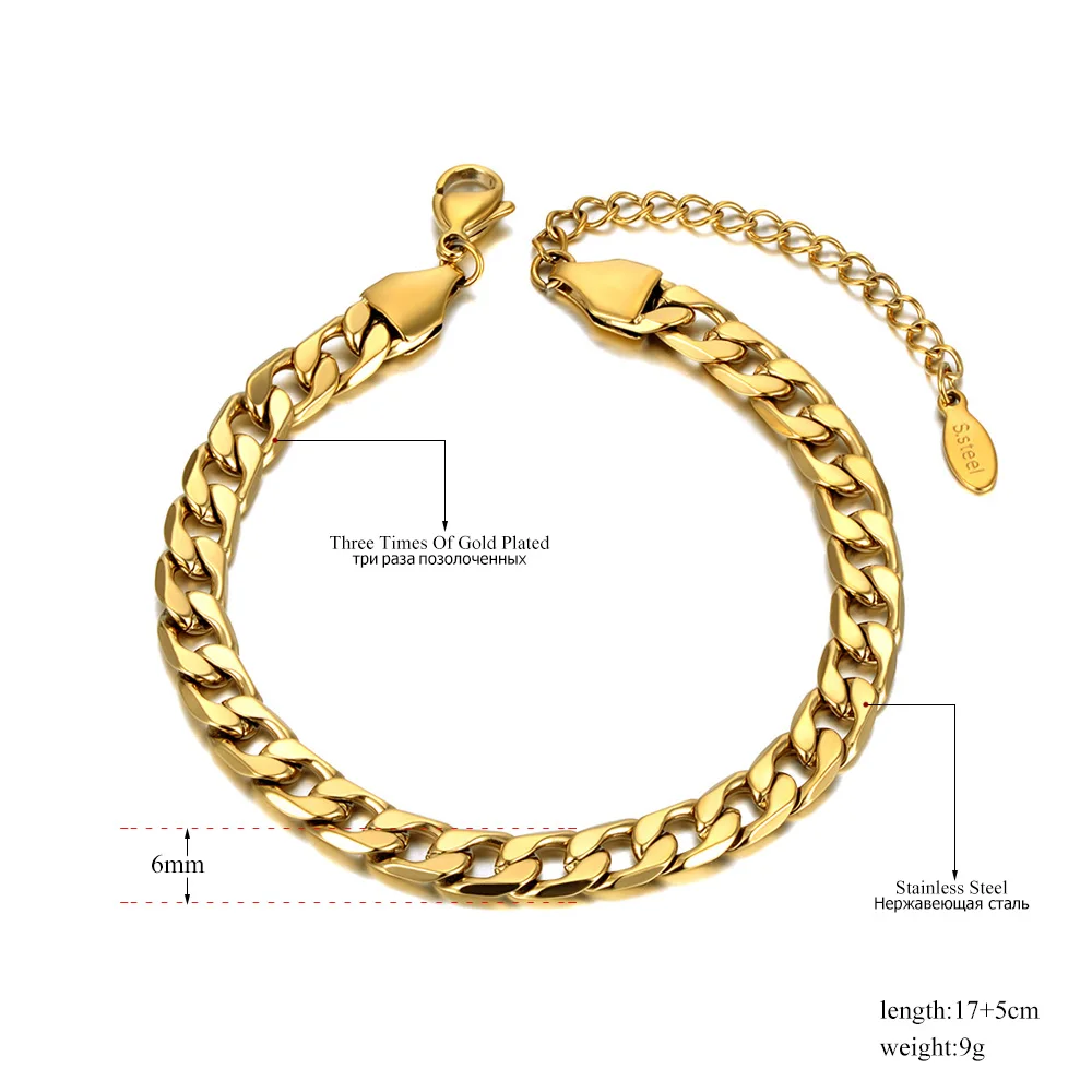 JeeMango Hiphop/Rock 316L Edelstahl großes dickes Kettenarmband für Männer und Frauen, Punk-Gliederkette, Vintage-Armband JB20174 – Detail 1