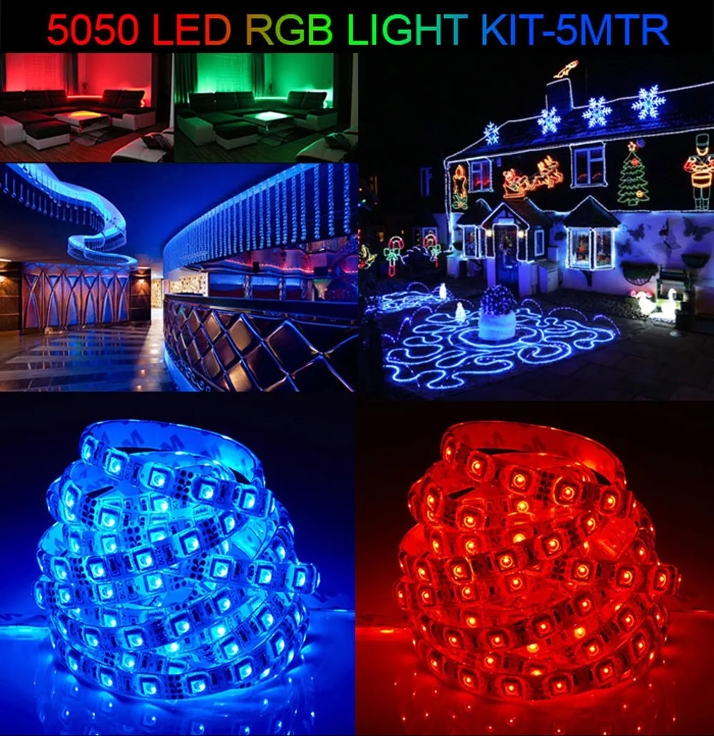 3/5/10 м 3528 SMD RGB 600 Светодиодные ленты света лента+ 44-клавишный ИК-пульт дистанционного управления на заднем дворе декоративный свет для открытого напольного световая гирлянда светодиодная гирлянда