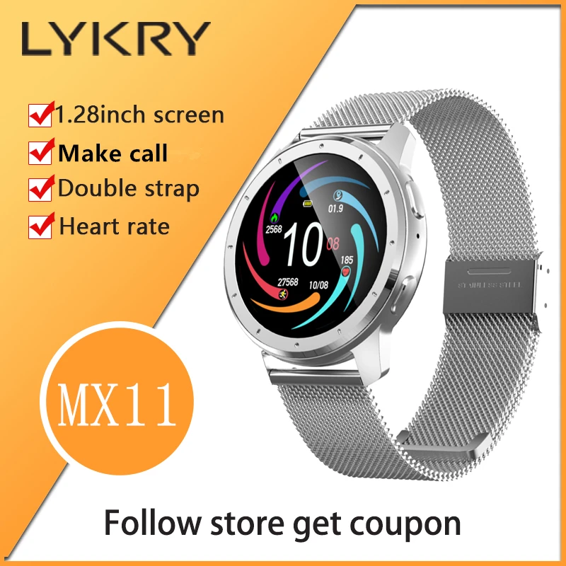 LYKRY MX11 Smart Watch 1.28 inch Screen Bluetooth-compatible Call Local Music Playback Men Watch Women Heart Rate PK MX10 MX12