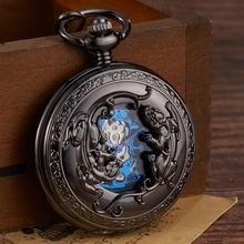 Aliexpress - Retro Bronze Mechanical Pocket Watch Hand Winding Carved Double Brave Troops Lucky Engraved Pocket Watches Fob Chain  Flip Clock