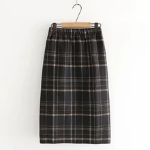 Мори женщина литературный и досуг тартан эластичный пояс был тонкий мешок бедра осенью и зимой раздел половина тела шерстяная юбка