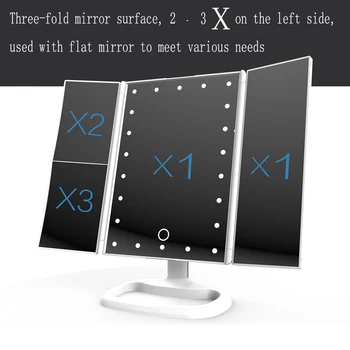 

MHKBD 22 LED Lights Touch Screen Makeup Mirror 1X 2X 3X Magnifying Mirrors Vanity 16 Lights Adjustable USB Or Batteries Use