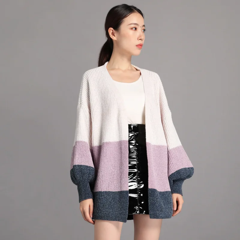 

2020 Autumn Winter Fashion Women Chenille Knitted Open Front Cardigan Knitwear Long Sleeve Loose Knitting Sweater Waterfall Coat