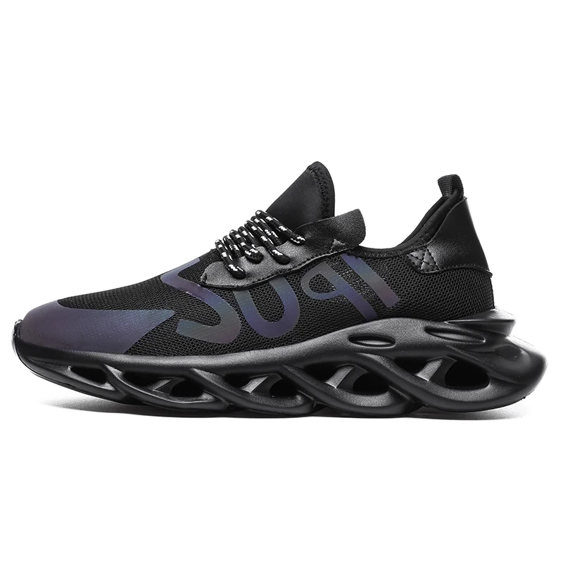 Мужская спортивная обувь для бега; Мужская дышащая сетчатая Обувь На Шнуровке; Высококачественная обувь; кроссовки для тренировок; мужская обувь - Цвет: Black