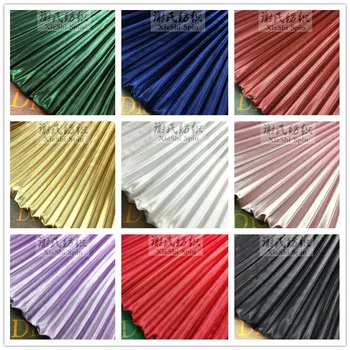 

3Meters Electro-optic Clothing Pleated Fabric Striped Accordion Organ Creased Silk Satin Crushed Skirt Through Dress Fabric