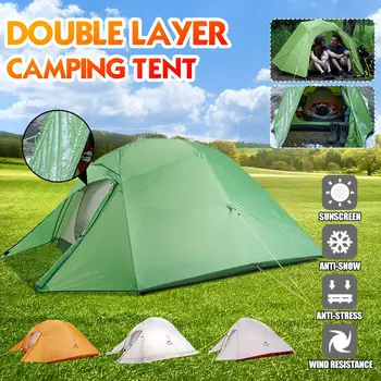 

2 People Lightweight Backpacking Tent 210T Rip Stop 4 Season Dome Tent Double Layers PU 3000mm Water Resistant Camping Hiking