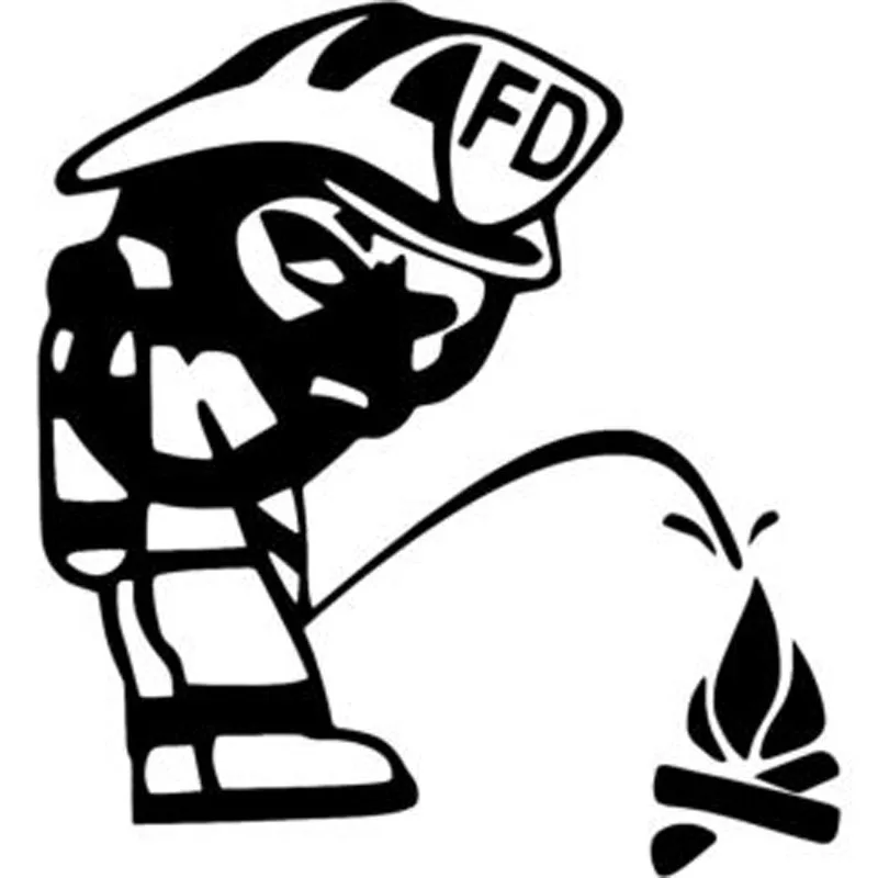 

13.5X14.5CM Firefighter Peeing on Fire Funny JDM Sticker Vinyl Silhouette Car Decals Accessories for Mitsubishi asx Opel Lexus