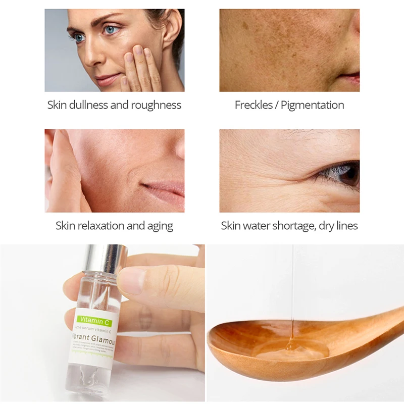 VIBRANT GLAMOUR Vitamin C Facial Serum Anti Wrinkle Remove Dark Spots Collagen Face Serum Anti Aging Essence Whitening VIBRANT GLAMOUR Vitamin C Facial Serum Anti Wrinkle Remove Dark Spots Collagen Face Serum Anti Aging Essence Whitening
