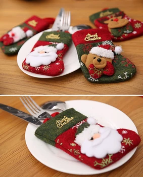 

Christmas Stocking New Year Chirstmas Tableware Holder Knife Fork Cutlery Set Home Party Table Dinner Decoration Christmas Gift